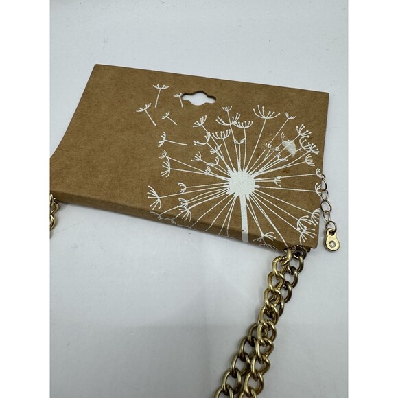 Boho Natural Stone Chip Necklace NEW Double Strand Gold Tone Turquoise Jadeite - Picture 7 of 10